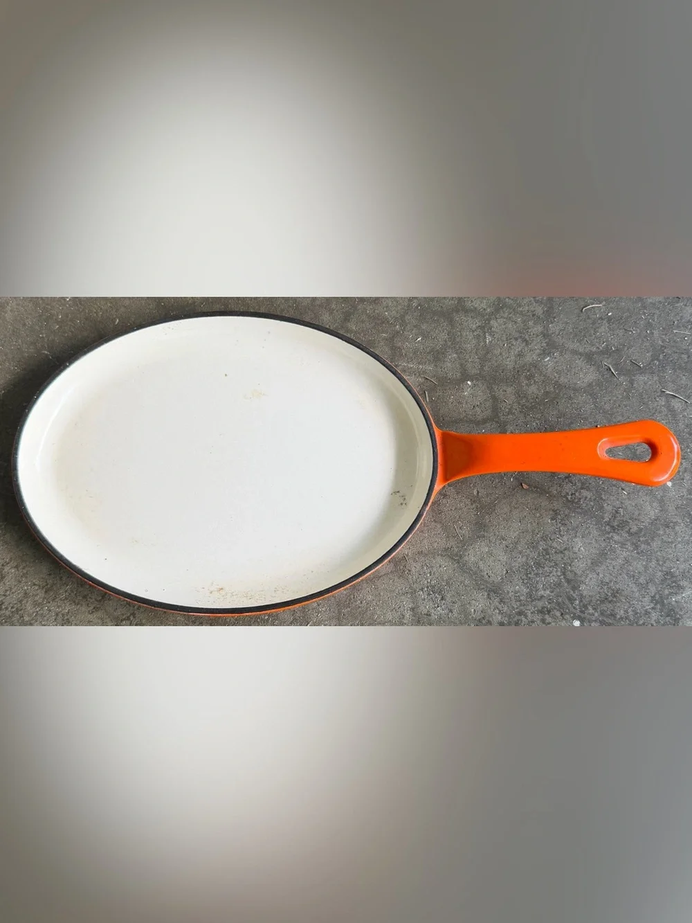 Rachael Ray Enamel Cast Iron Oval Fajita Fry Pan Skillet Orange
